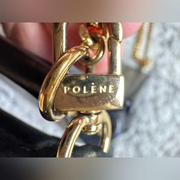 SOLD ❤️polene Numéro Sept Mini smooth leather chain crossbody top handle bl - Picture 9 of 17